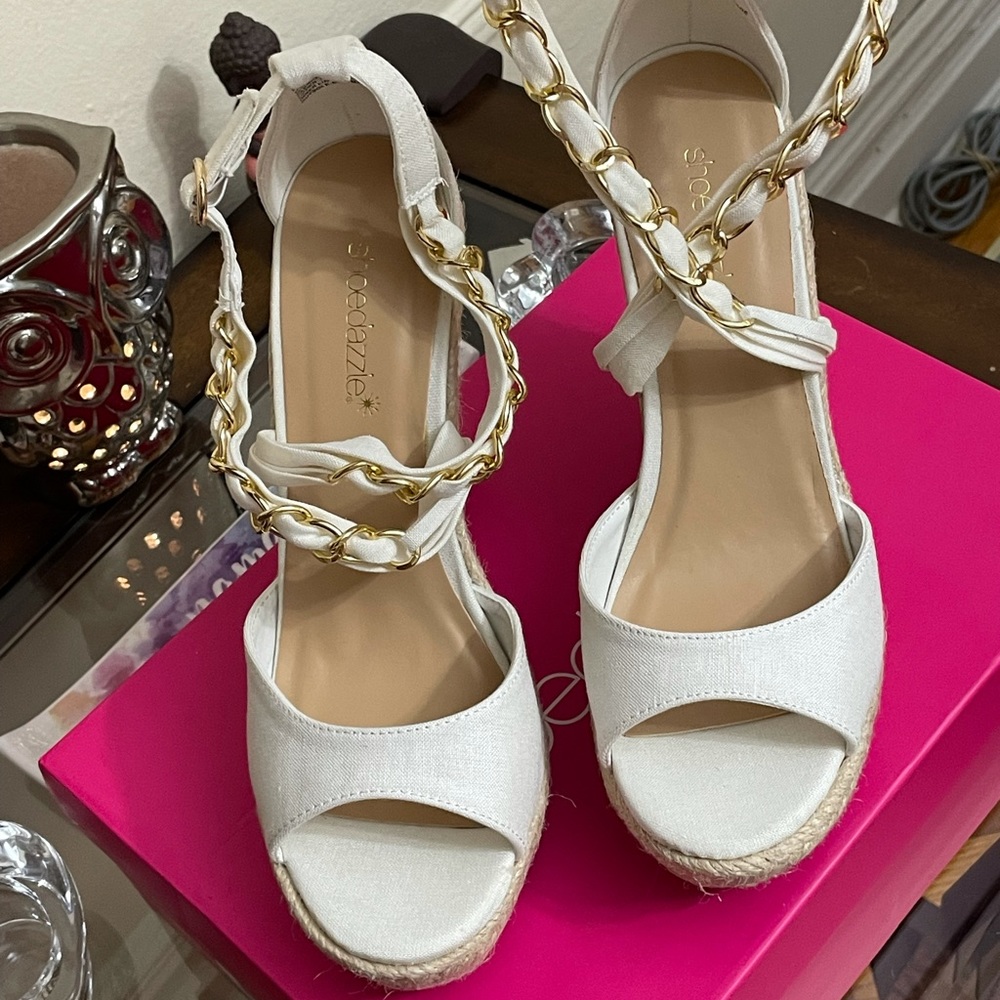 White and gold wedges “Bandy”